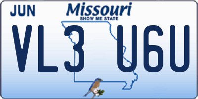 MO license plate VL3U6U