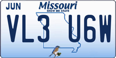 MO license plate VL3U6W