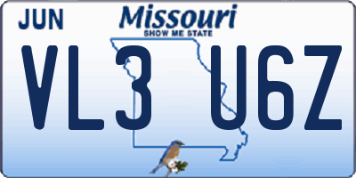 MO license plate VL3U6Z