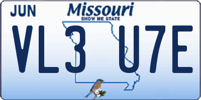 MO license plate VL3U7E