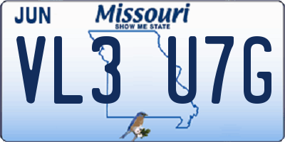 MO license plate VL3U7G