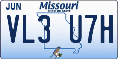 MO license plate VL3U7H