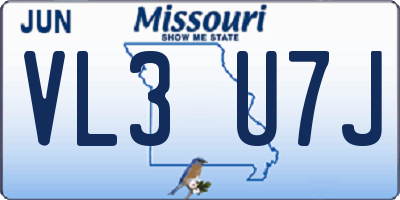 MO license plate VL3U7J