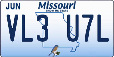 MO license plate VL3U7L