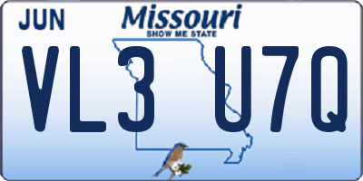 MO license plate VL3U7Q