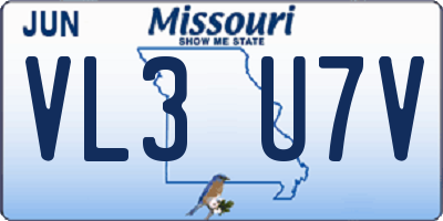 MO license plate VL3U7V
