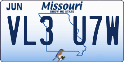 MO license plate VL3U7W