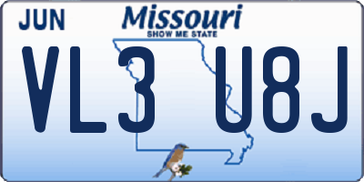 MO license plate VL3U8J