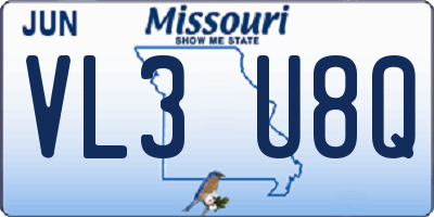 MO license plate VL3U8Q
