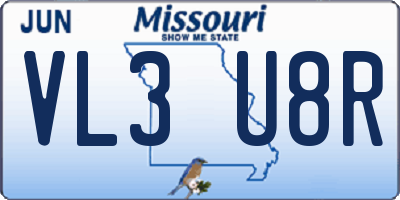MO license plate VL3U8R