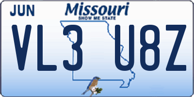 MO license plate VL3U8Z
