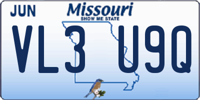 MO license plate VL3U9Q