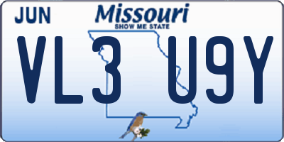 MO license plate VL3U9Y