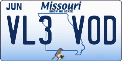 MO license plate VL3V0D