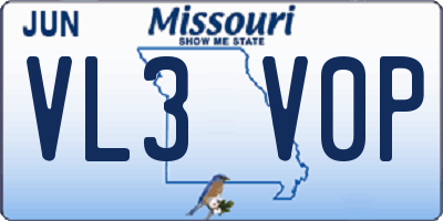 MO license plate VL3V0P