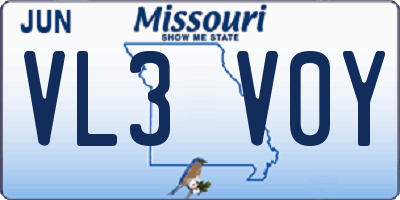 MO license plate VL3V0Y