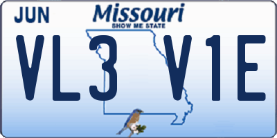 MO license plate VL3V1E