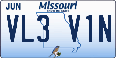 MO license plate VL3V1N