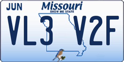 MO license plate VL3V2F