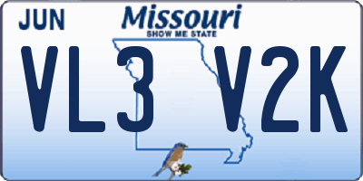MO license plate VL3V2K