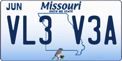MO license plate VL3V3A