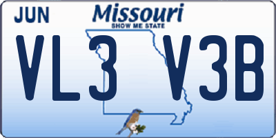MO license plate VL3V3B