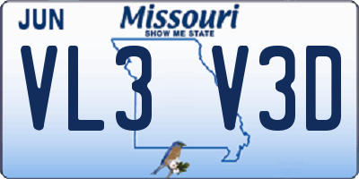 MO license plate VL3V3D