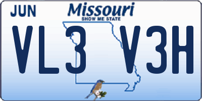 MO license plate VL3V3H