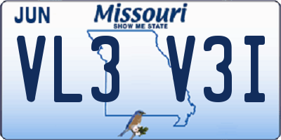 MO license plate VL3V3I