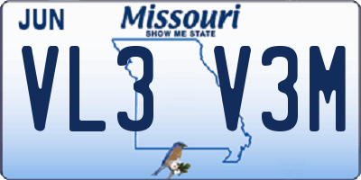 MO license plate VL3V3M