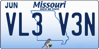 MO license plate VL3V3N