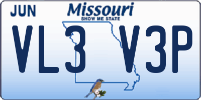 MO license plate VL3V3P
