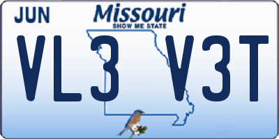 MO license plate VL3V3T