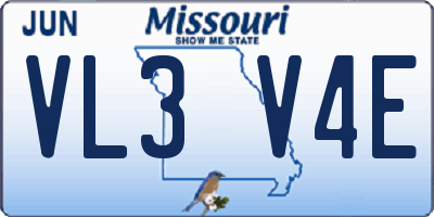 MO license plate VL3V4E