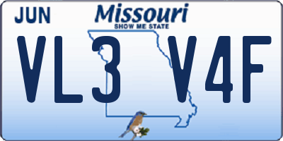 MO license plate VL3V4F
