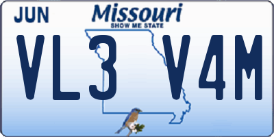 MO license plate VL3V4M