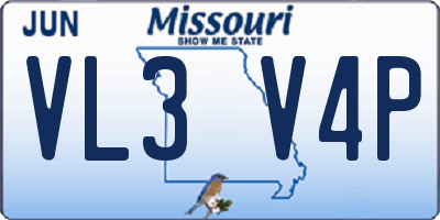 MO license plate VL3V4P