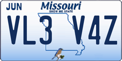 MO license plate VL3V4Z