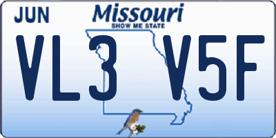 MO license plate VL3V5F