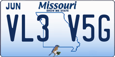 MO license plate VL3V5G