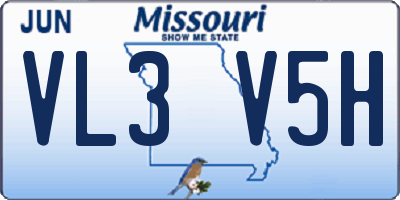 MO license plate VL3V5H