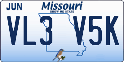 MO license plate VL3V5K