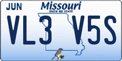 MO license plate VL3V5S