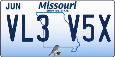 MO license plate VL3V5X