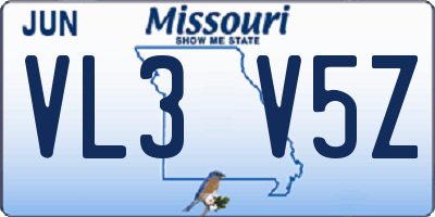 MO license plate VL3V5Z