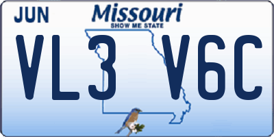MO license plate VL3V6C