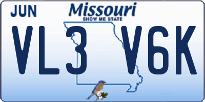 MO license plate VL3V6K