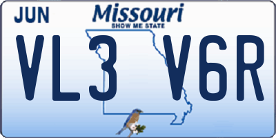 MO license plate VL3V6R