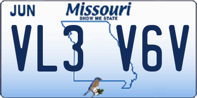 MO license plate VL3V6V