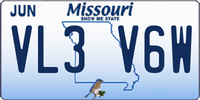 MO license plate VL3V6W